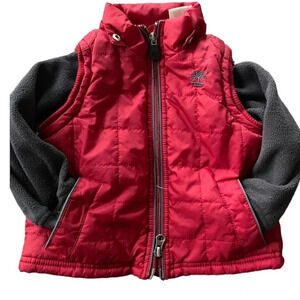 TIMBERLAND BOYS JACKET RED TOP SHIRT FLEECE COAT VEST SIZE 18 MONTHS